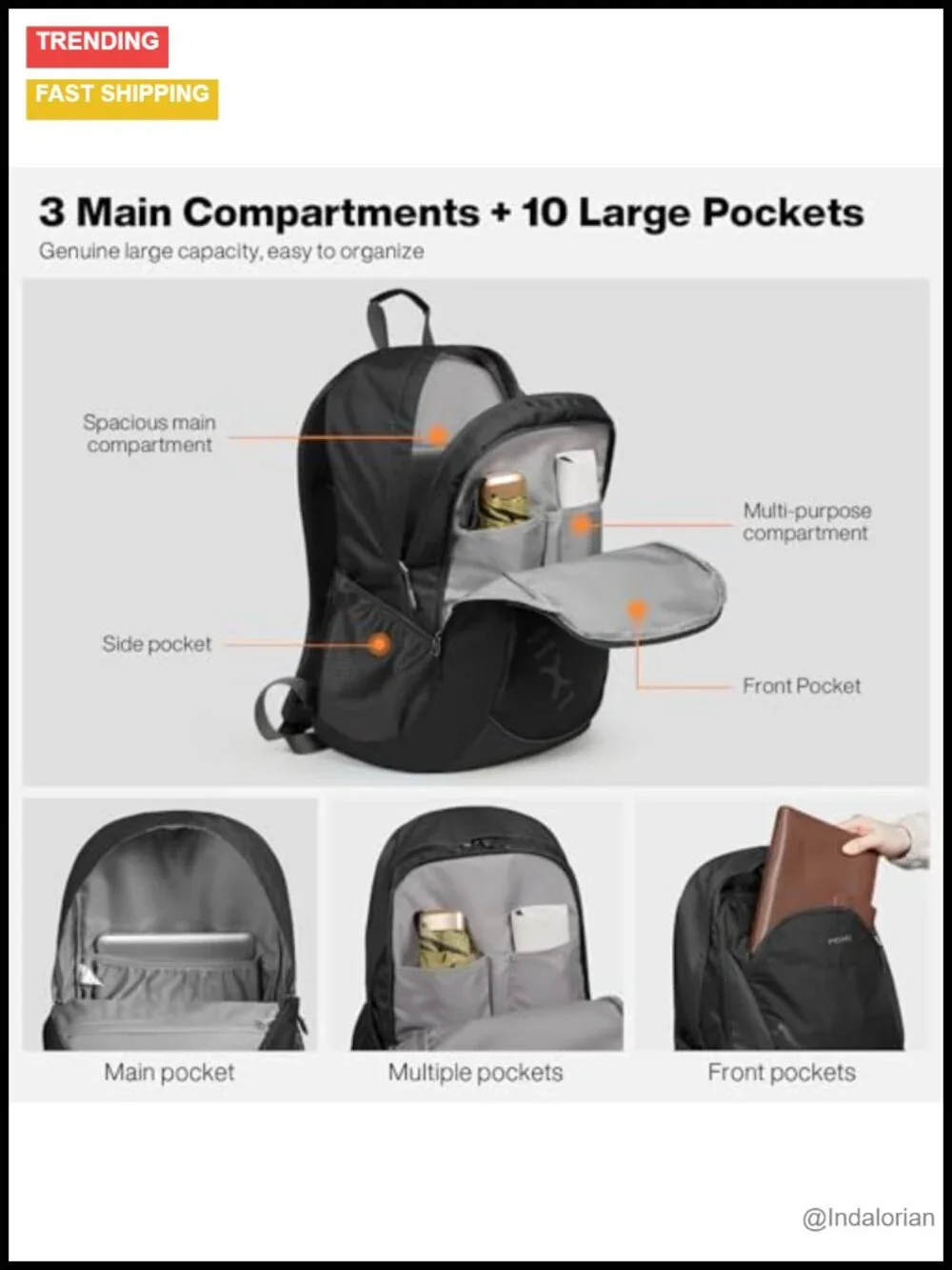 Ultra Lightweight Waterproof Travel Backpack, 31L Casual Daypack for Hiking &